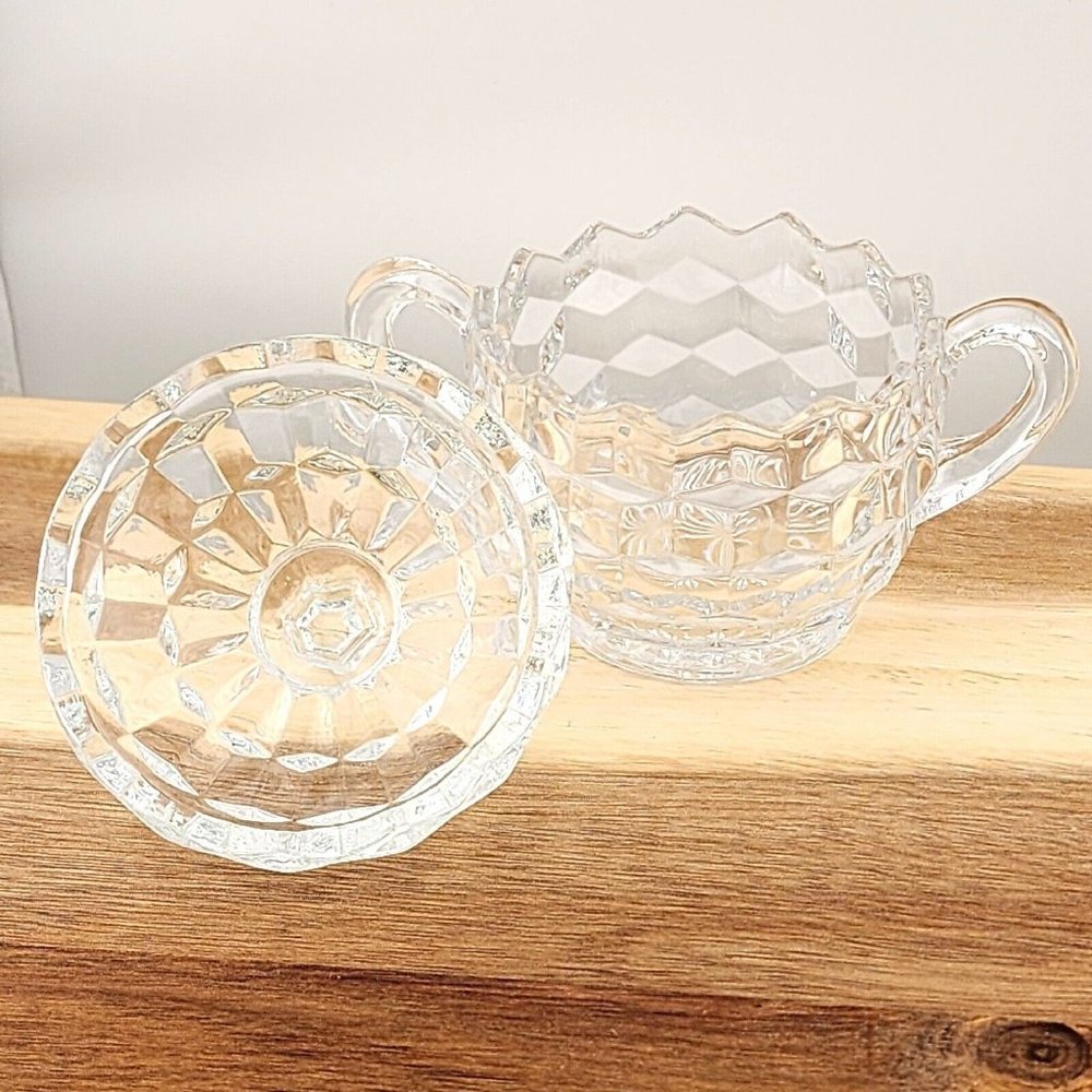 Colony Whitehall Clear Covered Sugar Bowl cube cubist glass midcentury vintage - Picture 9 of 16